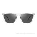 New Fashion Women Square Polarized Blue Clear Black Acetate Metal Frame Polarized Sunglasses